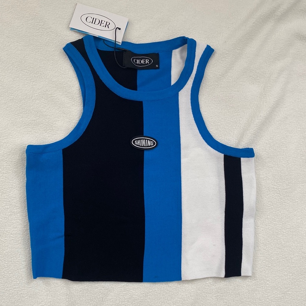 Blue and Black Biker top